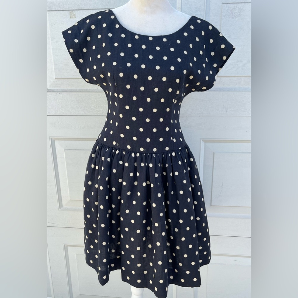 Anthropologie Lili’s Closet Dropped Dots Linen Dress with Pockets 2